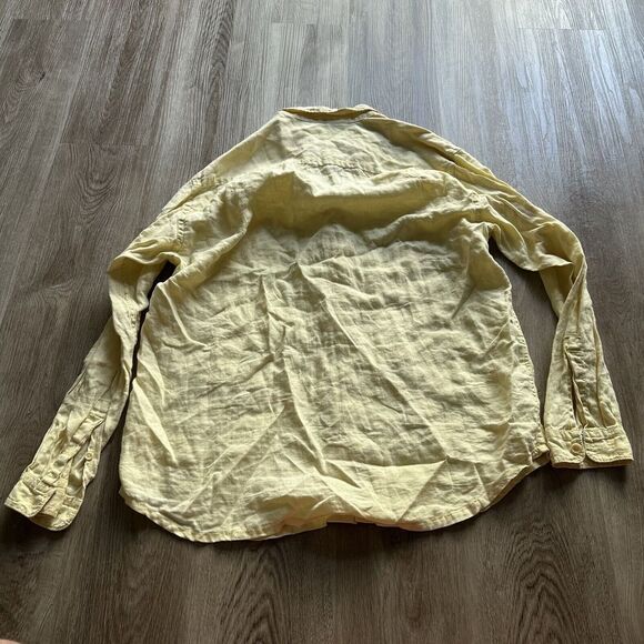 TOMMY BAHAMA Men’s Long Sleeve Solid Yellow 100% Linen Button Down Shirt. Size L - Picture 9 of 9